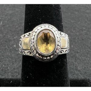 Vintage Brighton Sterling Silver 925 Two Tone Scroll Citrine Ring Size 6